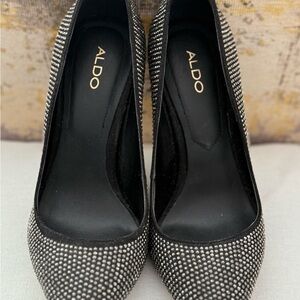 ALDO Black and Silver Studded Heels